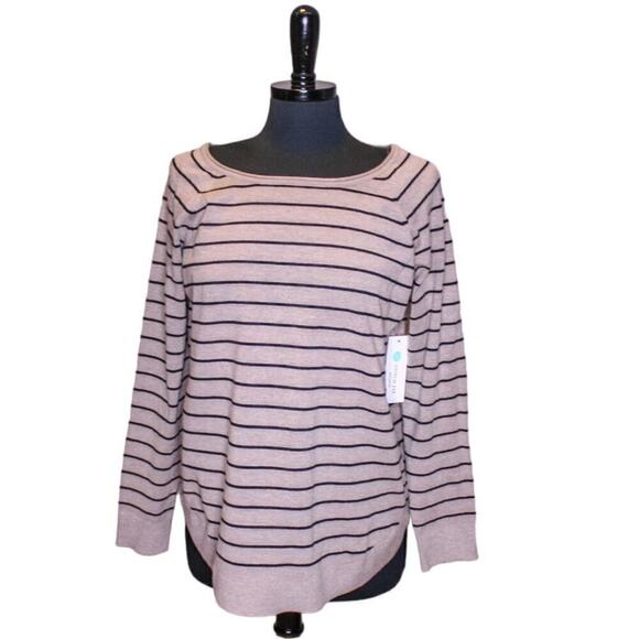 NWT Pink Clover Valencia Curved Hem Pullover Striped Sweater XL - Picture 1 of 5